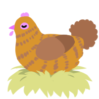 Honey mustard, a orange and brown chicken with a bar pattern