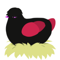 A black and crimson chicken