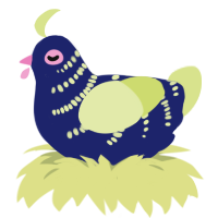 Bioluminescent, a navy and lemon chicken with a half-bar pattern