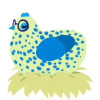 Feta Forgotten, a apple and sapphire chicken with a speckle pattern