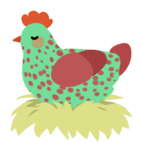 A spring and red chicken with a speckle pattern
