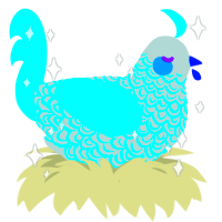 A silver and teal chicken with a double-lace pattern