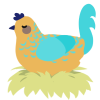 Kiisu, a honey and aqua chicken with a half-lace pattern