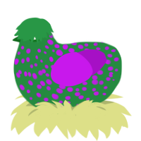 (unnamed), a viridian and amethyst chicken with a speckle pattern