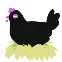A black chicken with a half-bar pattern