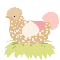 Puff Pastry, a beige and rose chicken with a speckle pattern