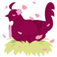 A maroon chicken with a bar pattern