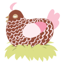 A russet and rose chicken with a lace pattern