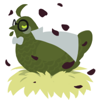 A olive chicken with a lace pattern