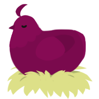A wine chicken with a head pattern