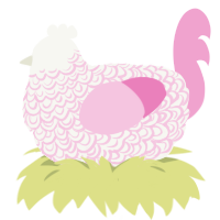 Keith Chickards, a white and pink chicken with a double-lace pattern