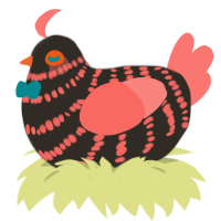 The Click, a mist and teal chicken with a bar pattern