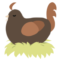 A bark and brown chicken