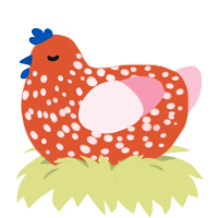 Strawberry Jam, a vermilion and rose chicken with a speckle pattern