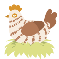 A cream and brown chicken with a bar pattern