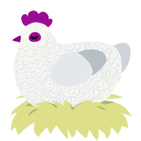 Justice, a white and mist chicken with a double-lace pattern