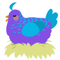 A blurple and cerulean chicken with a half-lace pattern
