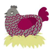 A ash and maroon chicken with a lace pattern