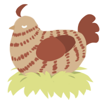 A beige and russet chicken with a bar pattern