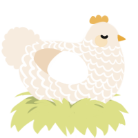 A cream chicken with a lace pattern
