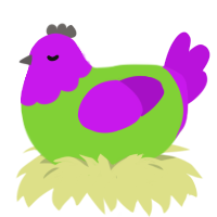 Imit, a grass and amethyst chicken with a head pattern