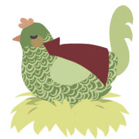 PT9 Smith, a viridian and grass chicken with a double-lace pattern