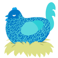 (unnamed), a sapphire and aqua chicken with a double-lace pattern