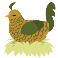 A gold and olive chicken with a lace pattern