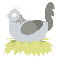 Greyscale, a mist and ash chicken with a neck-speckle pattern