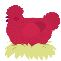 A crimson chicken with a double-lace pattern