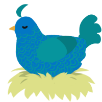 nifty, a sapphire and teal chicken with a double-lace pattern