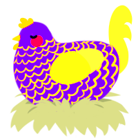 Photofilm, a grass and navy chicken with a lace pattern