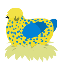 (unnamed), a yellow and sapphire chicken with a speckle pattern