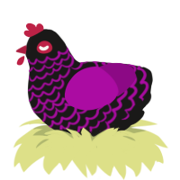 currant, a sable and plum chicken with a lace pattern