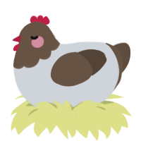 A mist and bark chicken with a head pattern