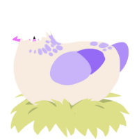 Lucy, a cream and lilac chicken with a neck-speckle pattern