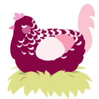 A maroon and rose chicken with a half-lace pattern