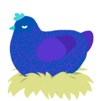 A ultramarine and indigo chicken with a double-lace pattern