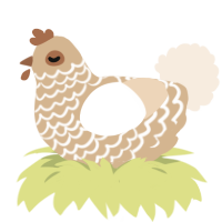 Sir Timpani, a beige and cream chicken with a lace pattern