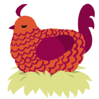 (unnamed), a vermilion and maroon chicken with a lace pattern