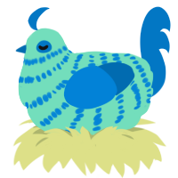 (unnamed), a mint and sapphire chicken with a bar pattern