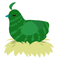lettuce, a leaf and viridian chicken with a bar pattern
