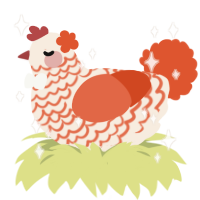 Muk Luk, a cream and vermilion chicken with a lace pattern