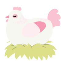 A white and rose chicken with a neck-speckle pattern