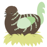 A bark and gluppy chicken with a half-bar pattern