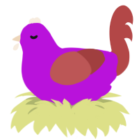 marvelous patootie, a amethyst and red chicken