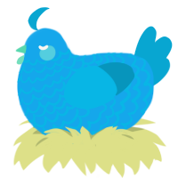 A sky and cerulean chicken with a lace pattern
