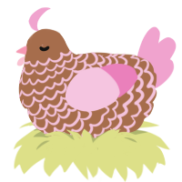 Coco Berry, a brown and pink chicken with a lace pattern