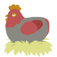Road work ahead, a ash and red chicken with a head pattern