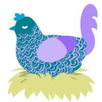 A sea and lilac chicken with a double-lace pattern